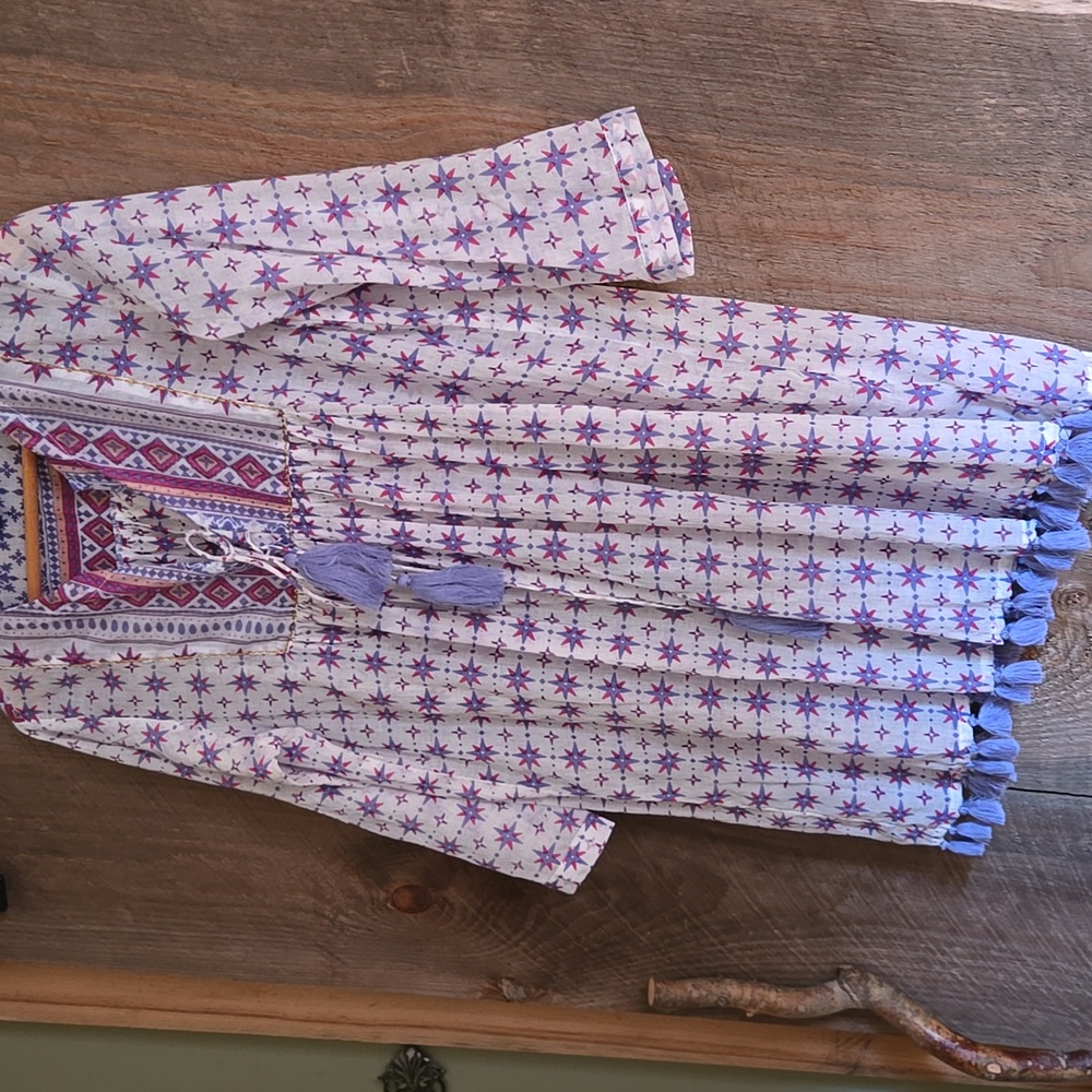 Bohemian Purple and White Embroidered Women's Top